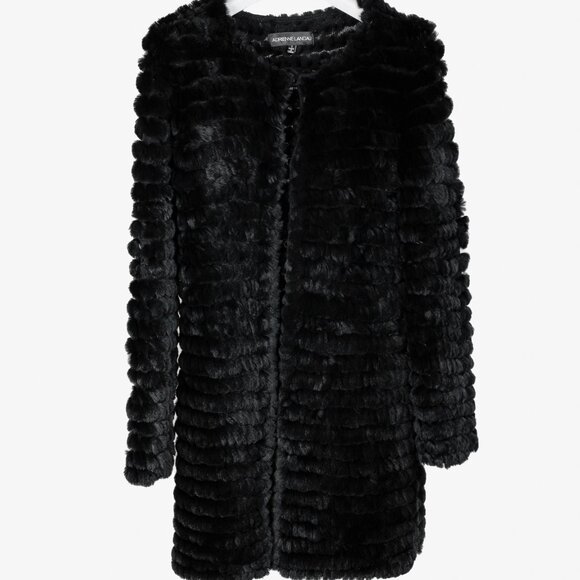 Adrienne Landau Black Rabbit-Fur Jacket - Picture 1 of 8